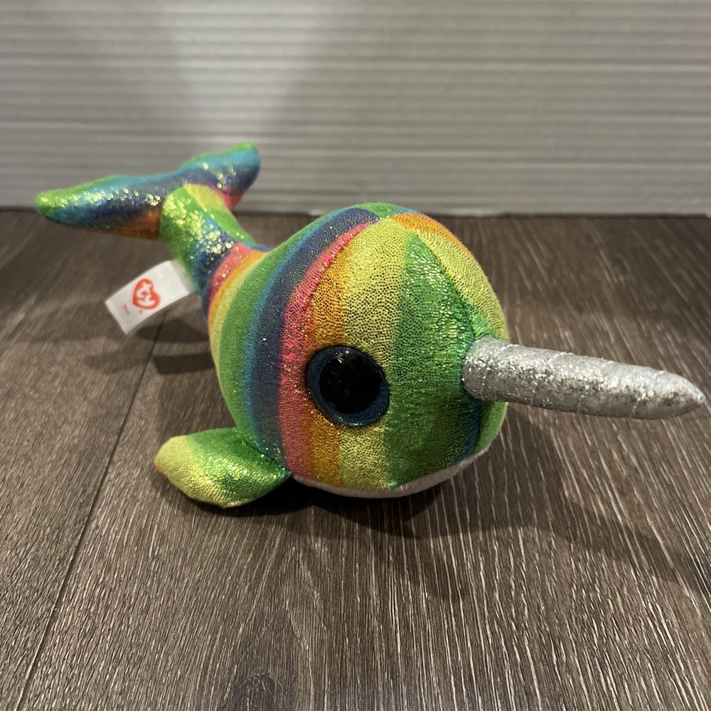TY Beanie Boos Nori the Narwhal 8 inch Plush Rainbow Glitter Stuffed Animal Toy